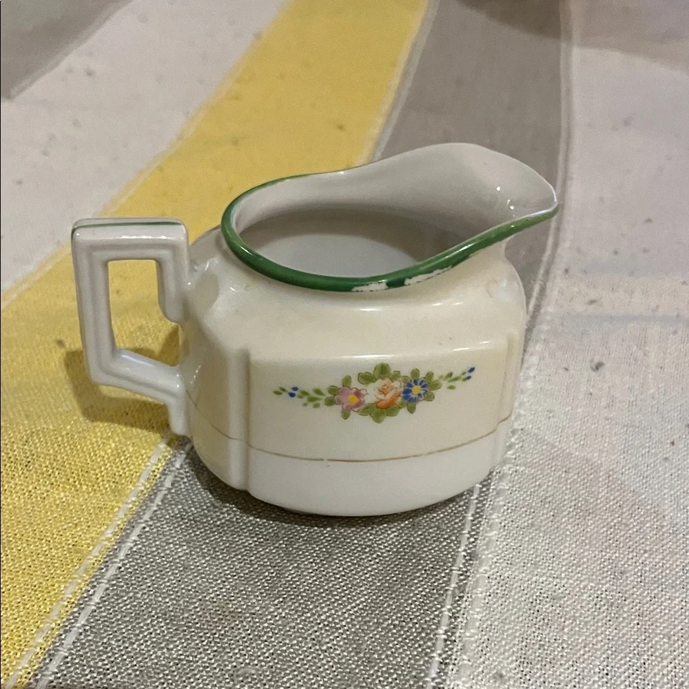 Antique hand-painted Porcelain  Creamer in White with flowers